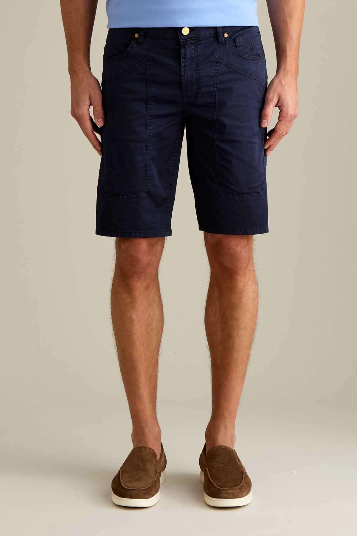 BERMUDA - JAYDEN - TOPPA COTONE SLIM FIT BLU SCURO