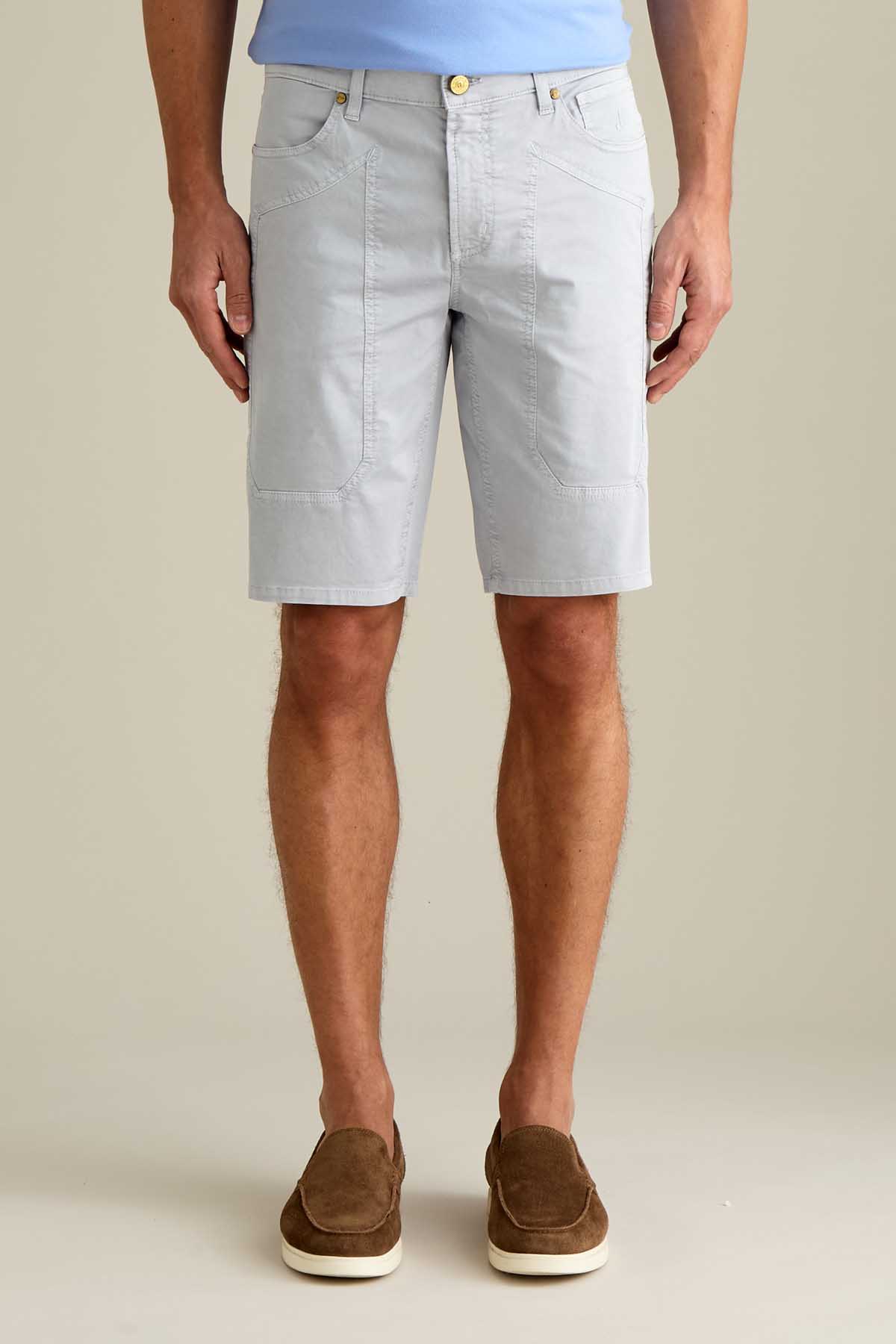 BERMUDA - JAYDEN - TOPPA COTONE SLIM FIT GRIGIO CEMENTO