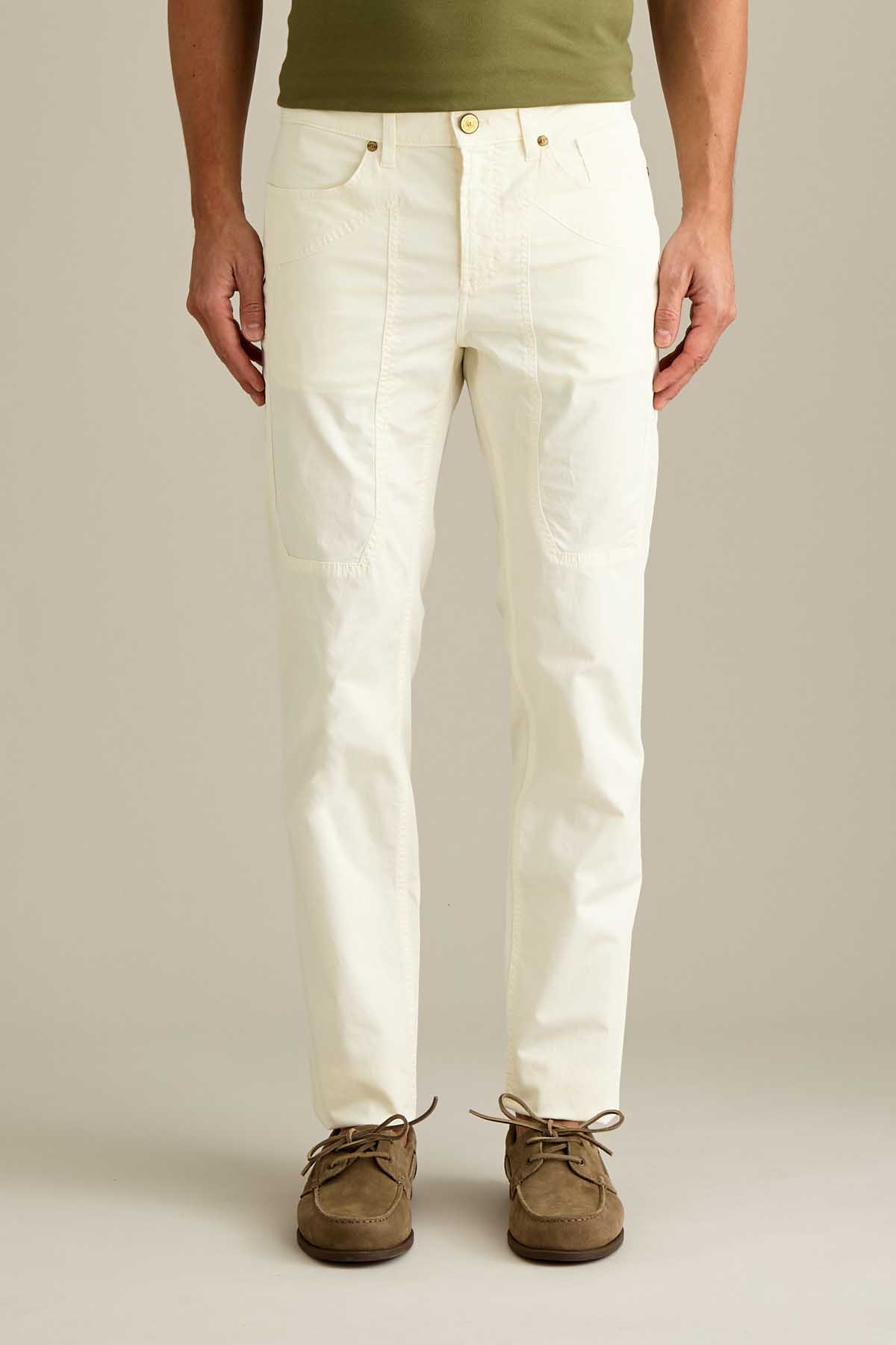 PANTALONE - JOHN - TOPPA COTONE SLIM FIT BIANCO NEVE