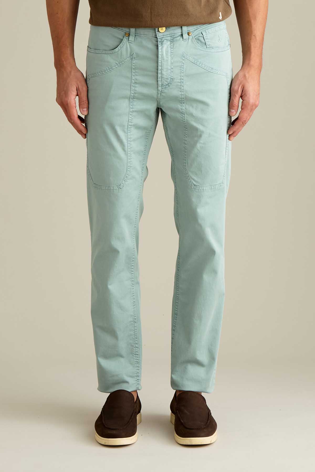 PANTALONE - JOHN - TOPPA COTONE SLIM FIT VERDE PASTELLO