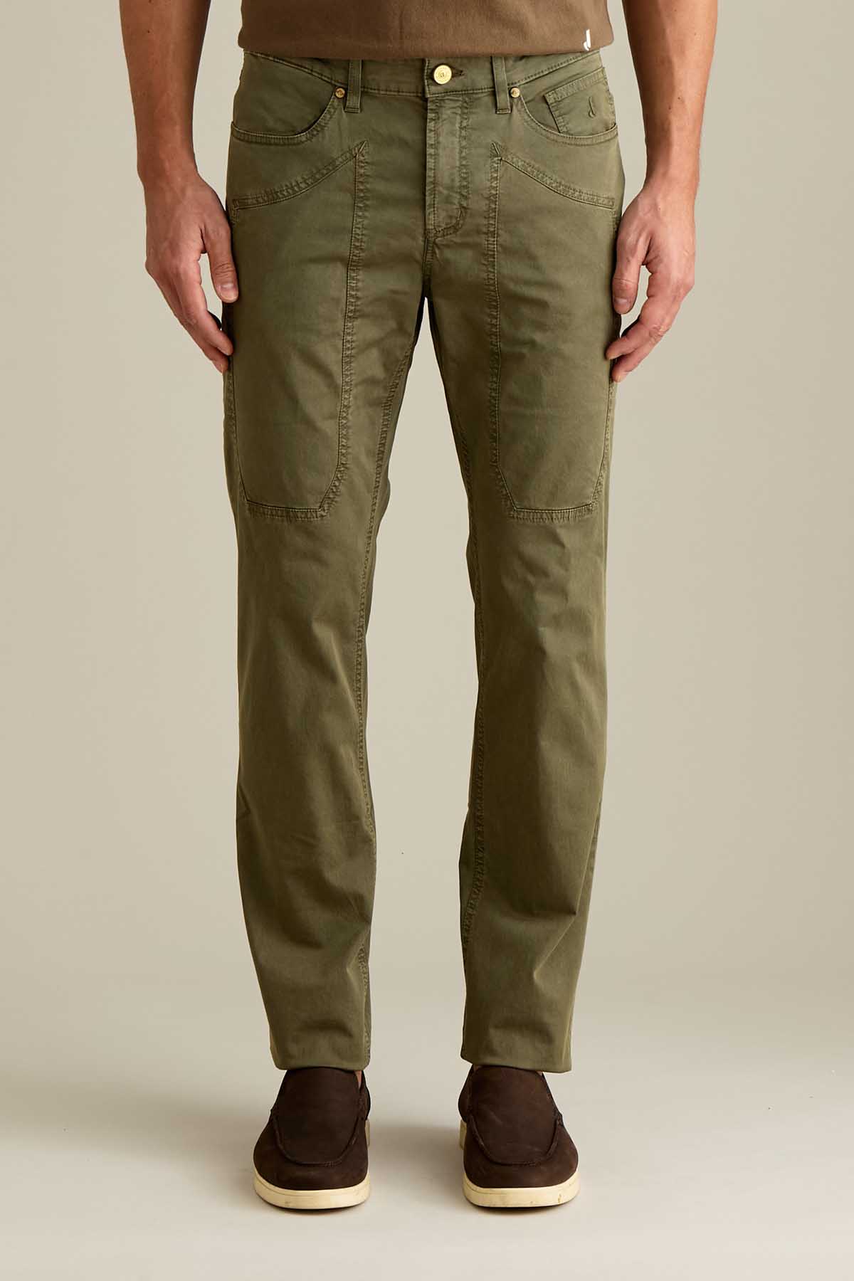 PANTALONE - JOHN - TOPPA COTONE SLIM FIT VERDE MILITARE