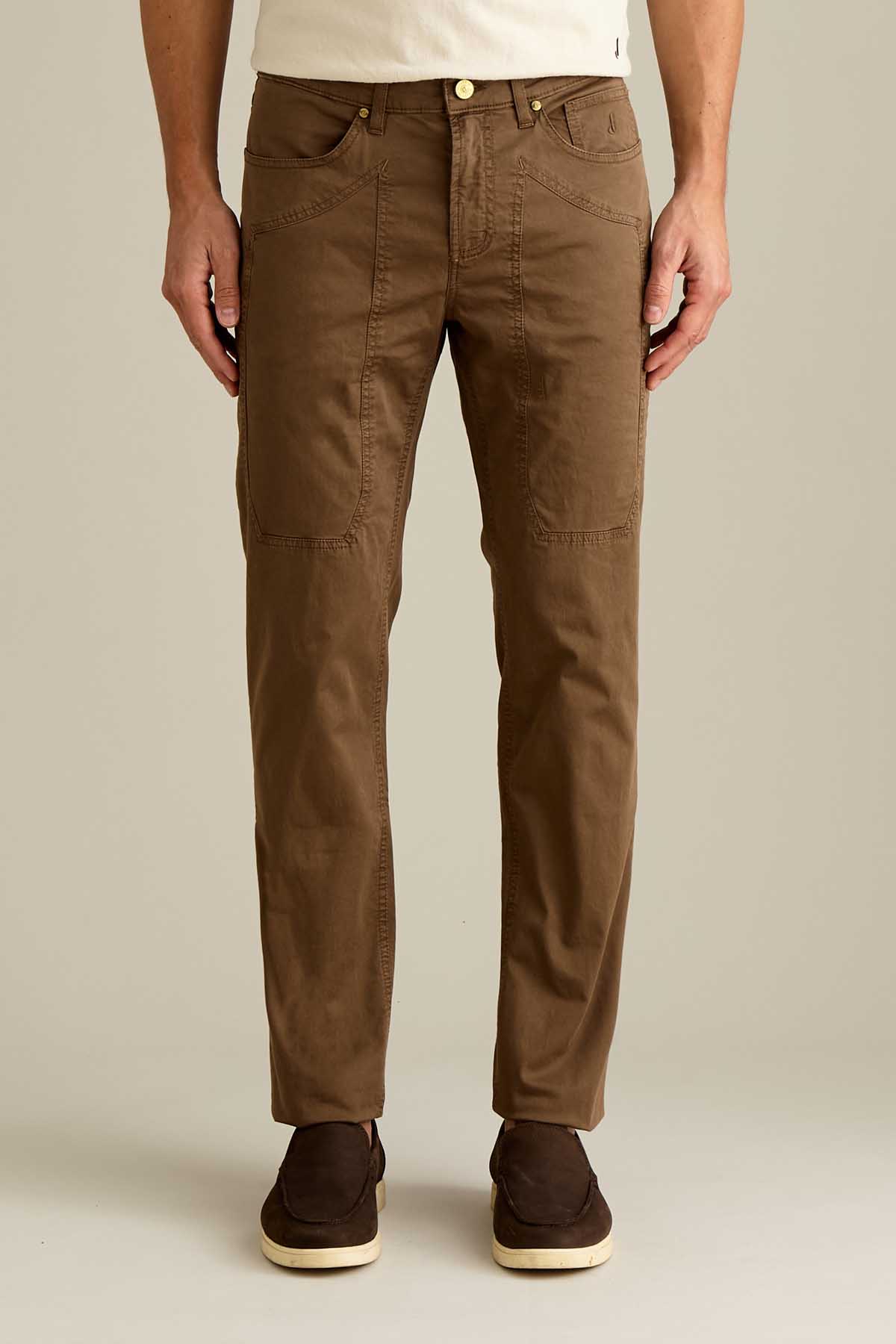 PANTALONE - JOHN - TOPPA COTONE SLIM FIT MARRONE CHIARO