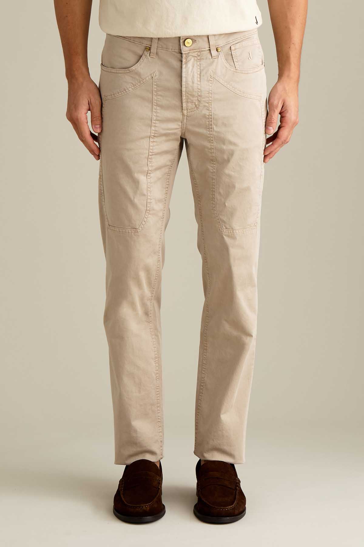 PANTALONE - JOHN - TOPPA COTONE SLIM FIT BEIGE CEMENTO
