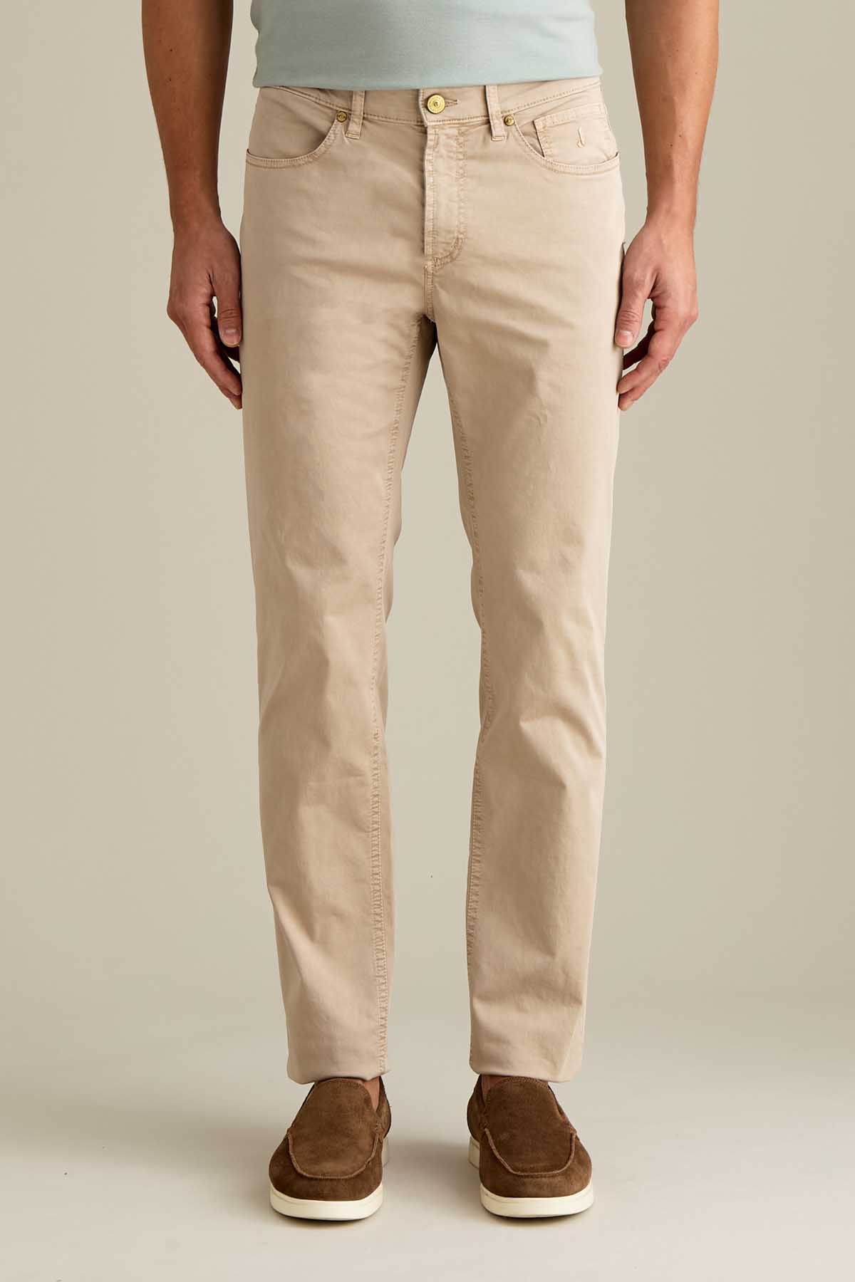 PANTALONE - JORDAN - COTONE SLIM FIT BEIGE CEMENTO