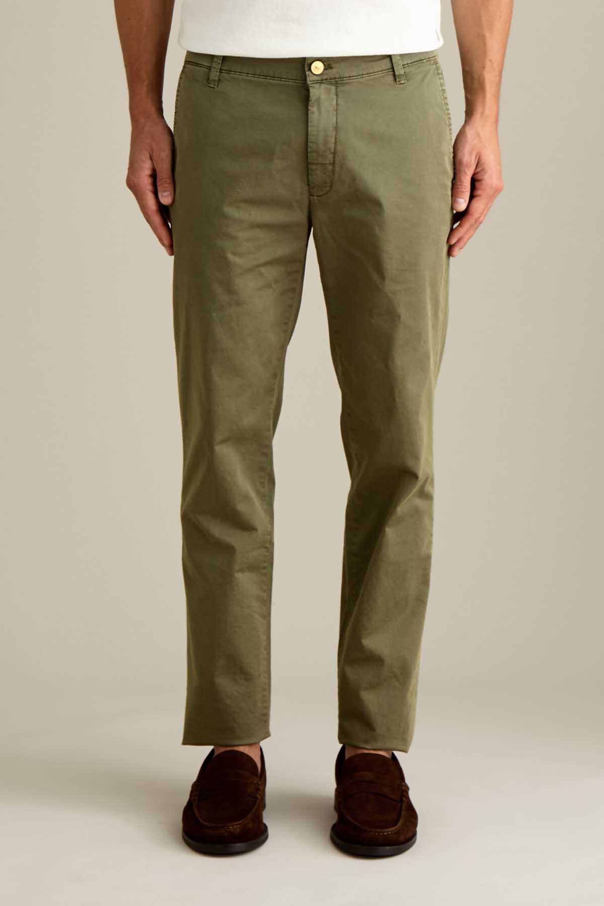 PANTALONE - JACK - CHINO COTONE SLIM FIT VERDE MILITARE
